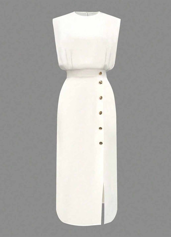 Белое кэжуал платье силуэтная SHEIN однотонное