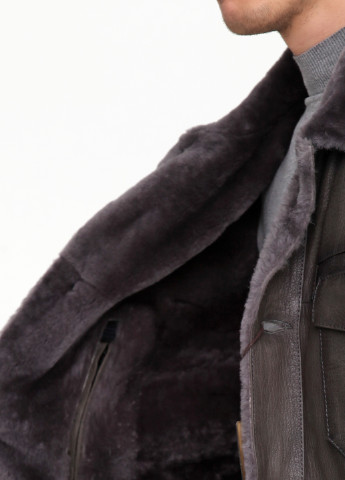 Серо-коричневая зимняя куртка кожаная Fabiani