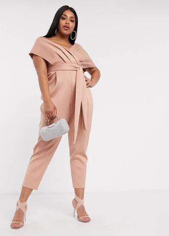 Комбінезон Asos комбінезон-брюки однотонний рожевий вечірній, святковий поліестер