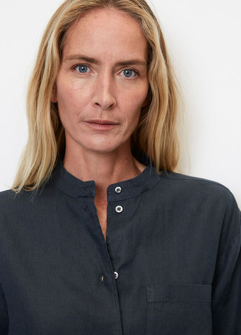 Темно-синяя кэжуал рубашка однотонная Marc O'Polo