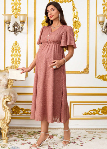 Терракотовое праздничный, вечернее, кэжуал платье а-силуэт SHEIN однотонное