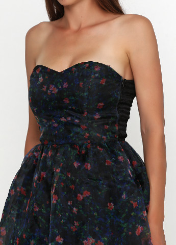 Комбинированное коктейльное платье пачка Naf Naf с цветочным принтом