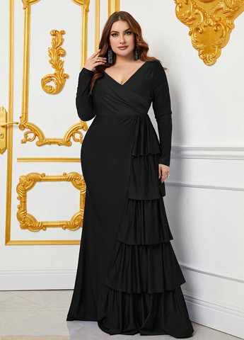 Чорна святковий, вечірня сукня а-силует SHEIN однотонна