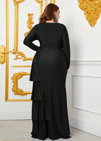 Чорна святковий, вечірня сукня а-силует SHEIN однотонна