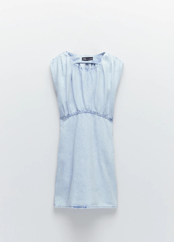 Голубое джинсовое платье Zara однотонное