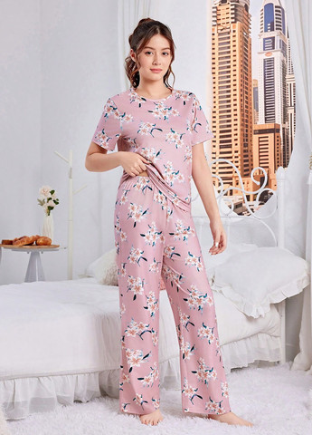 Рожева всесезон піжама (футболка, брюки) футболка + штани SHEIN