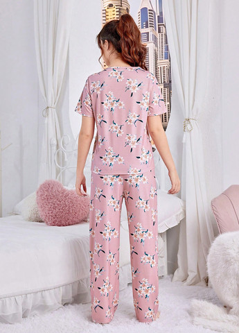 Рожева всесезон піжама (футболка, брюки) футболка + штани SHEIN