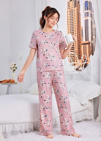 Рожева всесезон піжама (футболка, брюки) футболка + штани SHEIN