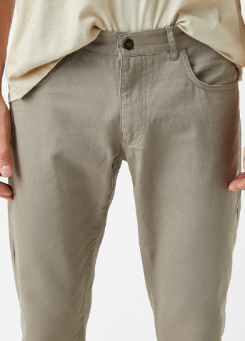 Серо-бежевые кэжуал демисезонные прямые брюки KOTON