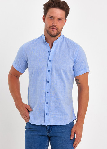 Голубой кэжуал рубашка однотонная Trend Collection