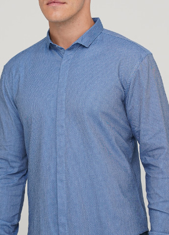 Светло-синяя кэжуал рубашка однотонная Trend Collection