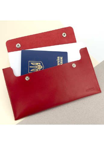 Тревел-конверт для путешествий кожаный на кнопках HC красный HandyCover (228663265)