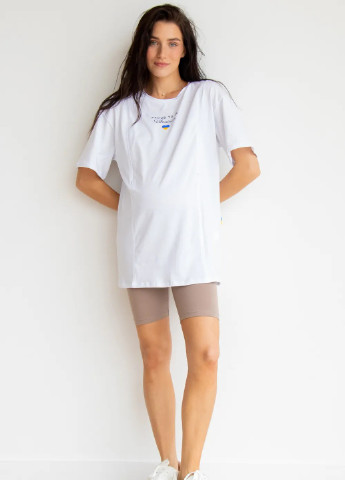 Белая белая футболка для беременных и кормящих мам удлиненная с секретом для кормления хлопковая To Be