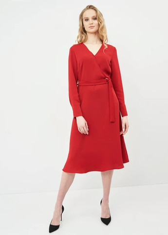 Червона кежуал сукня на запах, кльош H&M однотонна