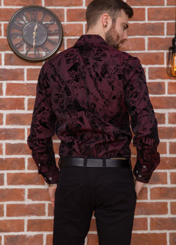 Бордовая кэжуал рубашка с надписями Ager