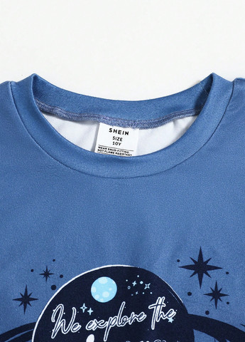 Синяя всесезон пижама (футболка, шорти) футболка + шорты SHEIN