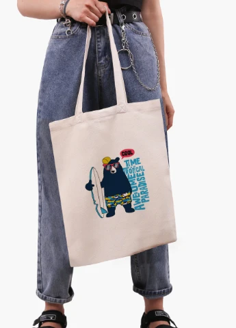 Еко сумка шоппер біла Крутий Ведмідь (Cool Bear) (9227-2067-WT) Еко сумка шоппер біла 41*35 см MobiPrint (215977498)