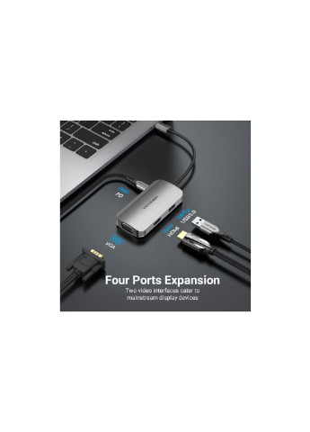 Концентратор USB3.1 Type-C --> HDMI/VGA/USB 3.0/PD 100W Hub 4-in-1 (TOAHB) Vention (250125462)