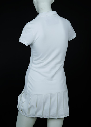 Белое кэжуал платье поло, плиссированное Ralph Lauren однотонное