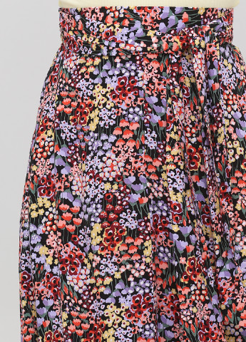 Черная кэжуал цветочной расцветки юбка Monki а-силуэта (трапеция)