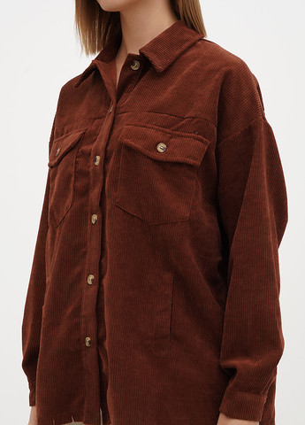 Кофейная кэжуал рубашка однотонная Boohoo