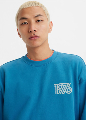 Синій світшот Levi's малюнок без декору (305419975)