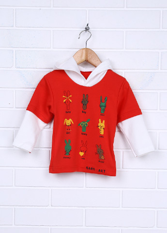 Красный демисезонный кэжуал лонгслив Baby Art с рисунком