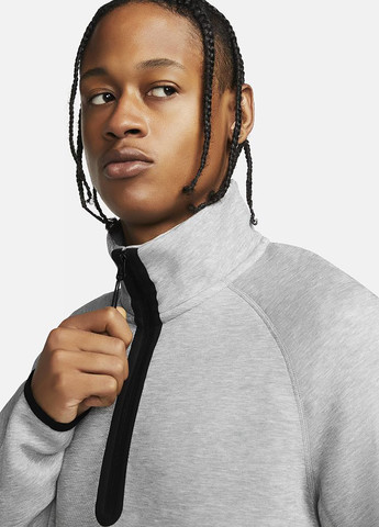 Серый свитшот fb7998-063 Nike меланж без декора (321979975)