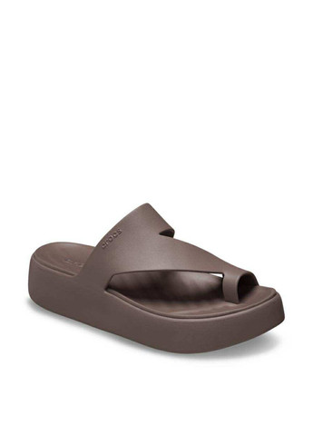 Коричневые пляжные, кэжуал вьетнамки Crocs с логотипом