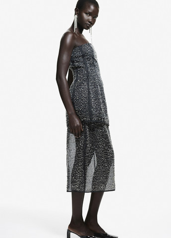 Черная вечерний однотонная юбка H&M