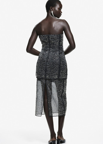 Черная вечерний однотонная юбка H&M