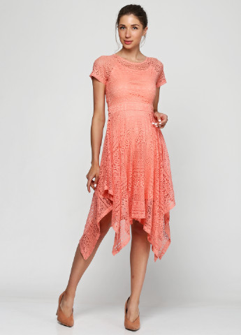 Персиковое кэжуал платье Miami Style однотонное