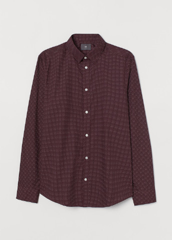 Темно-бордовая классическая рубашка в горошек H&M