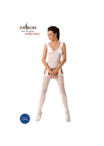 Бодістокінг BS046 white, комбінезон з імітацією панчох Passion (255458475)