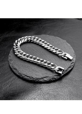 Чоловічий сріблястий браслет із Ювелірної нержавіючої сталі 19см No Brand (254398606)