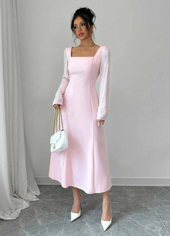 Розовое кэжуал платье SHEIN однотонное