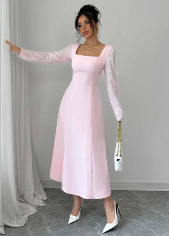 Розовое кэжуал платье SHEIN однотонное