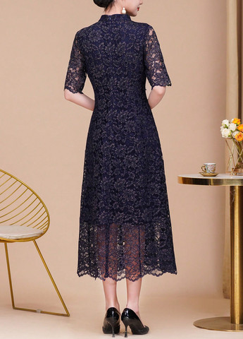 Синее коктейльное, вечернее платье SHEIN однотонное