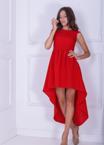 Красное кэжуал асимметричное платье ferreira красный Podium однотонное