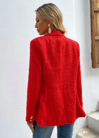 Красный женский блейзер женский двубортный passion Berni Fashion в клеточку - демисезонный