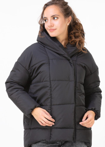 Черная зимняя куртка-одеяло "" с объемным капюшоном romashka Ромашка Рига