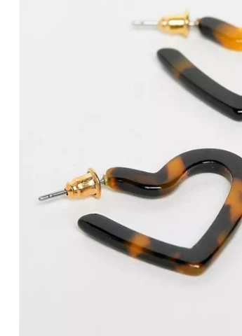 Серьги DESIGN Сердечки Коричневые Asos (252404946)