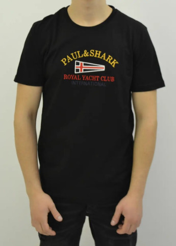 Черная футболка мужская Paul & Shark Men's Black Embroidered T-shirt