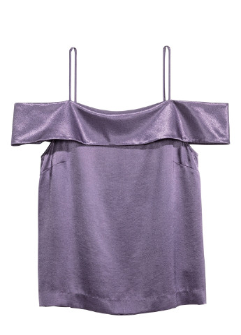 Топ H&M однотонні фіолетові кежуали віскоза