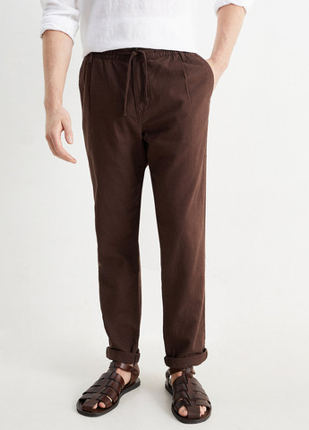 Темно-коричневые кэжуал демисезонные чиносы брюки C&A