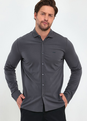 Темно-серая кэжуал рубашка однотонная Trend Collection
