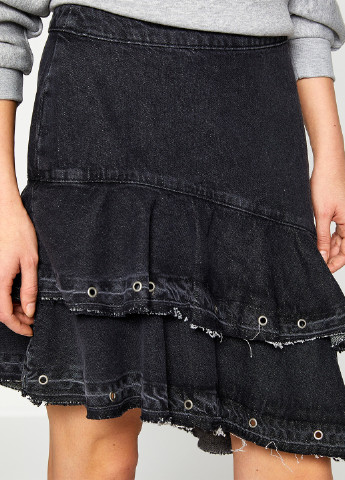 Черная джинсовая однотонная юбка KOTON