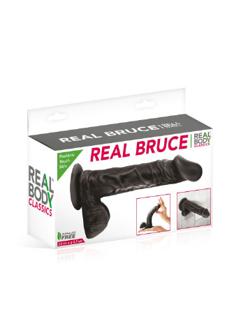 Фаллоимитатор на присоске - Real Bruce Black, TPE, диаметр 4,2см Real Body (254885415)