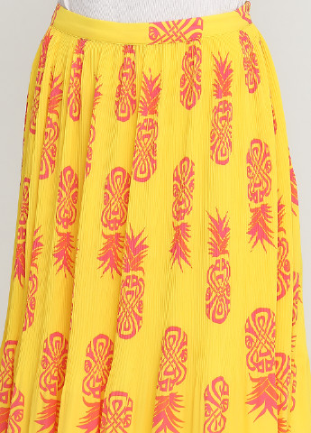 Желтая кэжуал с рисунком юбка Biba клешированная