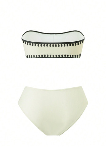 Комбинированный демисезонный комплект (купальный лиф, трусики, брюки) бандо, раздельный SHEIN